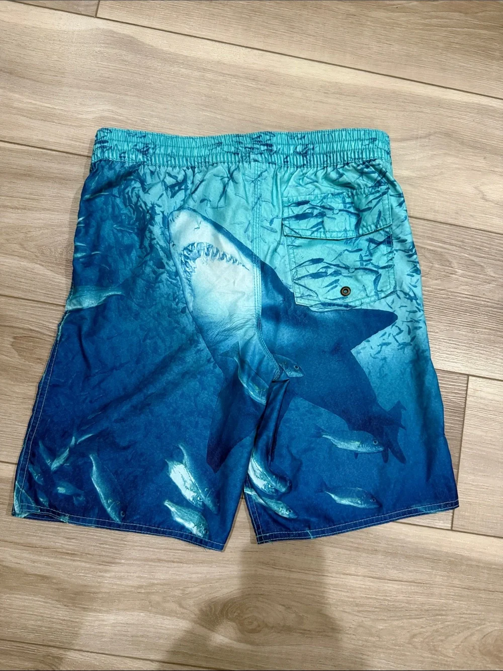 Old Navy Blue Shark-Print Kids Swim Board Shorts